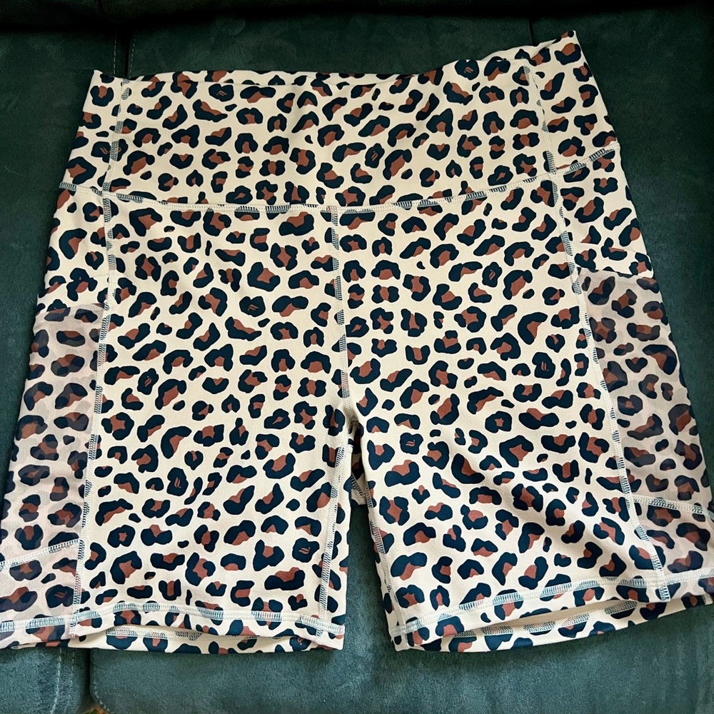 Fabletics Brown and Black Bike Shorts Lightweight and Comfortable